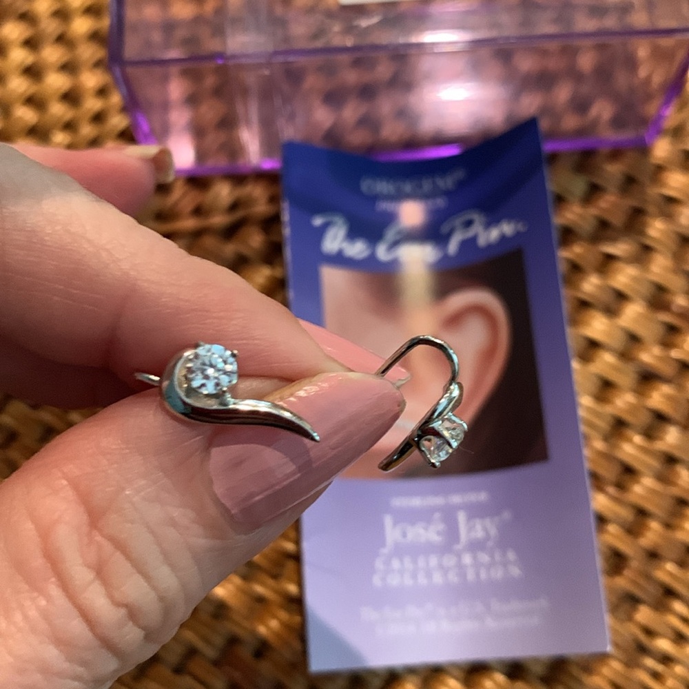 Jose Jay The Ear Pin Earrings 925 Sterling with CZ